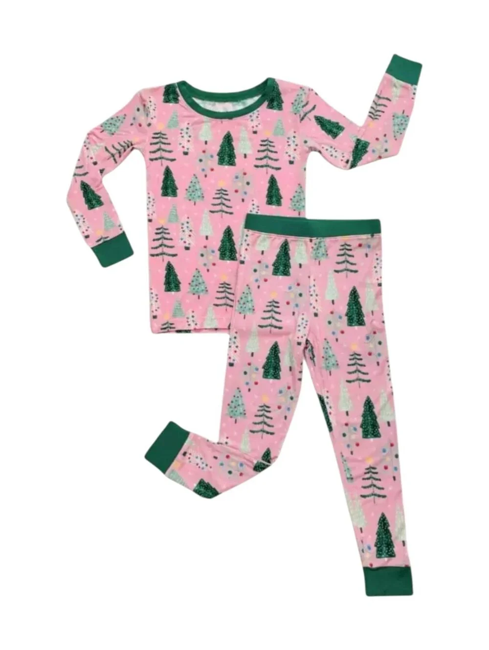 Little Sleepies Kids Pink Twinkle Trees Bamboo Pajamas Pj's Christmas Girls 7 8